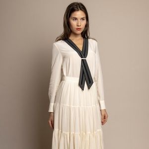 NEW! Tory Burch Silk Necktie Blouse